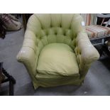 A 20th Century tub chair, upholstered in green