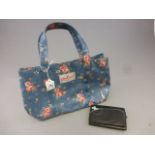 Cath Kidston Oil Skin Blue and Rose Patterned Handbag plus a Radley Purse