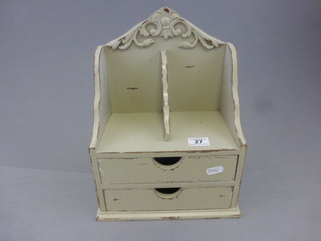 A painted shabby chic storage unit, with two drawers