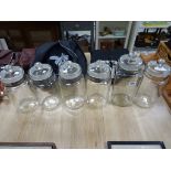 Six vintage glass storage jars