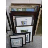 Mixed Lot of Watercolours, Oils and Prints