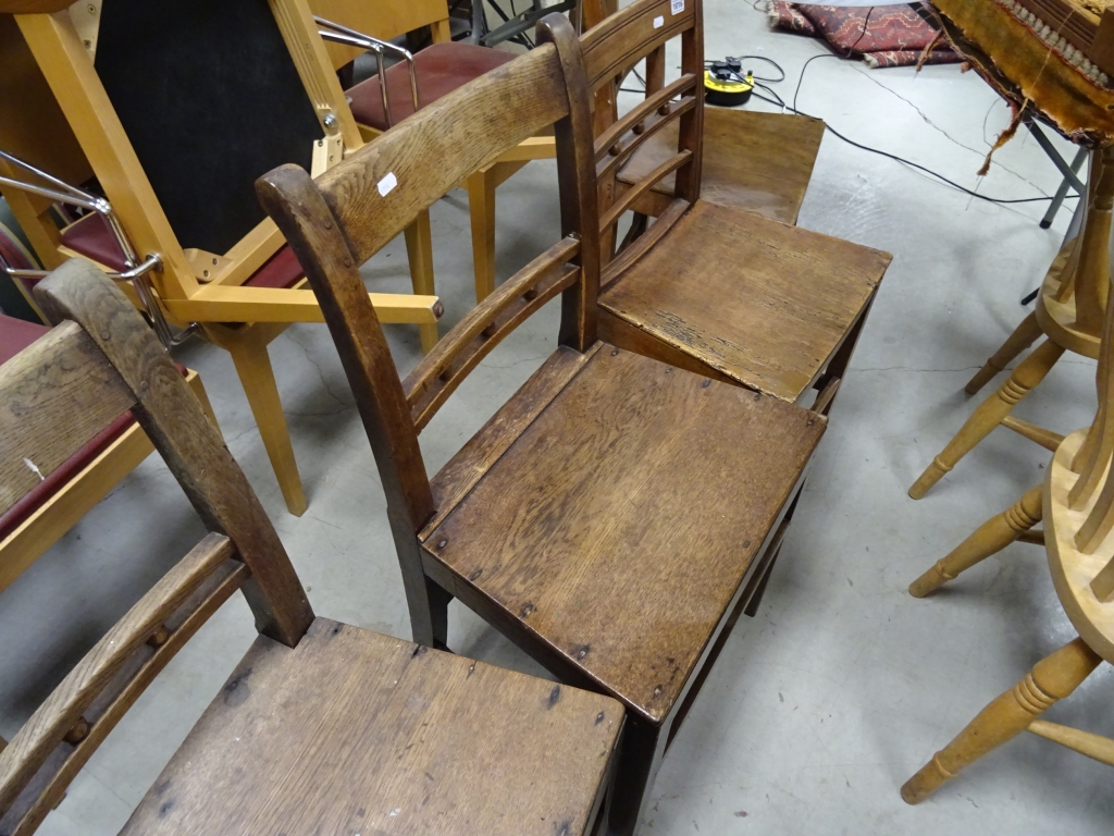 Three 19th Century oak kitchen chairs, along with four other 19th Century chairs - Image 2 of 2