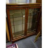 Regency style glazed show cabinet with light fitting enclosed in glass shelves 4' tall x 4' wide