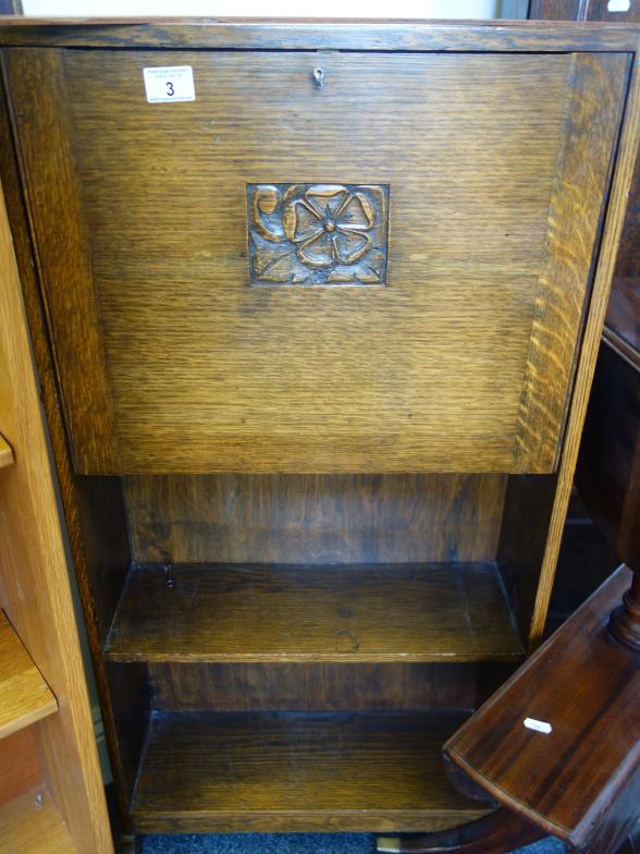 Art Deco period Bureau Bookcase, the Bureau section above a small bookcase area