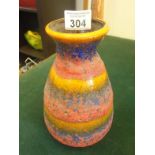 West German Lava Vase by Bay, No: 6630 bright orange glaze, 8.5" tall