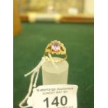 Good quality Ladies 9ct gold Cocktail ring set with Amethyst stones to top, on a 9ct gold shank 3.