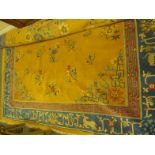 Hand made c1920's Chinese silk rug, 8' wide x 10' long has had recent repair and cleaning