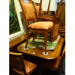 Good quality antique style dining table with pull out leaf and 6 matching armchairs, very good