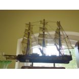 Wood model of a 3 mast Cutter in the antique style 26" long x 20" tall