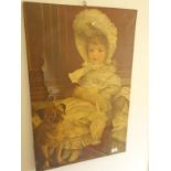 2 x 19c Pears style prints on canvas Young Girl and Dog and Young Lady on Balcony, both in a