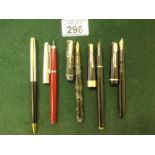 Black Fountain pen Parker model No:17 black Parker Slimfold Fountain Pen, both with gold nibs,
