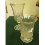 Glass 19c Celery vase, 1 other glass vase