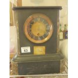 Late 19c marble mantle clock with an 8 day time piece pendulum