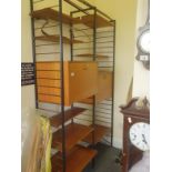 Mid-20th century shelving unit Ladderax with teak bureau, teak shelving and teak organizer, the