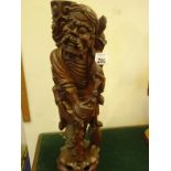 Antique style hardwood figurine of an Oriental Elder 14" tall