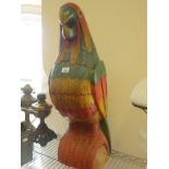 Carved decorative figurine of a Parrott, 3' tall in the antique style