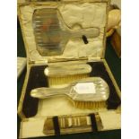 Birmingham h/m Art Deco period 4 item boxed brush and vanity set h/m 1928 makers WA