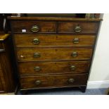 Early 19c Gentleman's chest, mahogany comprising 2 short and 4 graduating long drawers on shaped