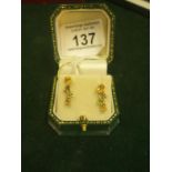 Gold signet ring 3 grams and a pair of 9ct gold earrings set with stones,