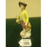 19th early 20 th Century Meissen, The Egg Seller , 5.1/4" tall yellow jacket,