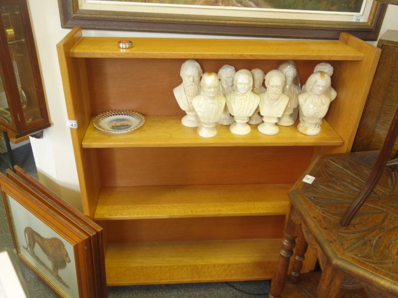 1970's teak open bookcase, 4 shelves enclosed 3'6 high x 3' wide