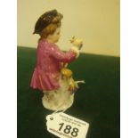 19th early 20 th Century Meissen, Young Boy holding a bunch grapes, impressed No:133 4" tall