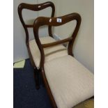 Matching set of 6 x late 19c balloon backed chairs with turned front supports and drop in seats