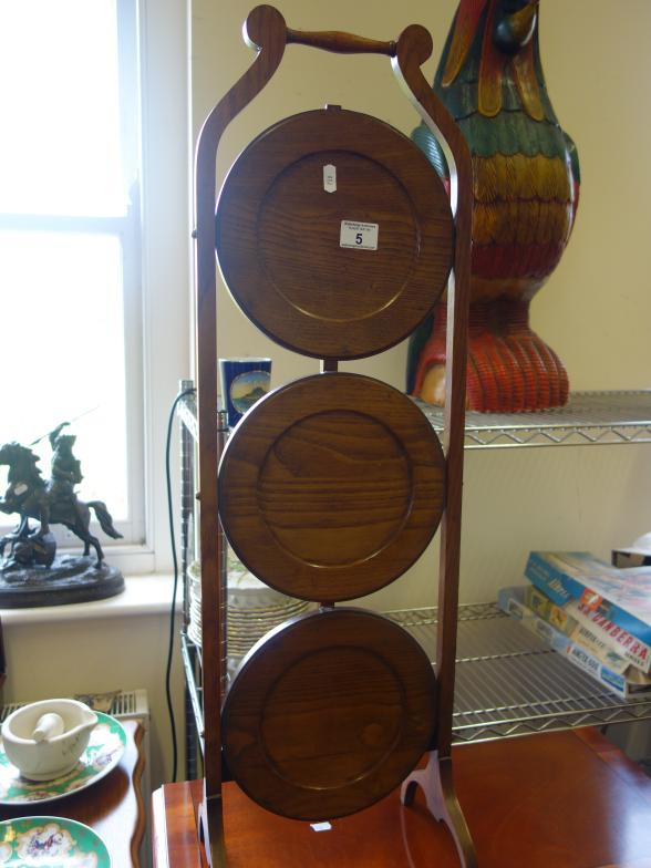 Metamorphic 3 tier Edwardian oak cake stand