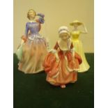 3 x Royal Doulton figurines of Ladies Blithe Morning, HN2021, springtime, HN4386 and Goody Two