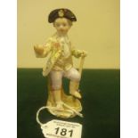 19th early 20 th Century Meissen, The Gardener, Young Man holding spade with impressed