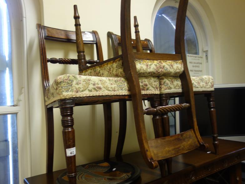 3 x Regency rope back dining chairs