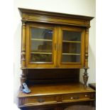 Good quality large fruitwood Chiffonier, 2 glazed doors to the top above a unit containing 2 short