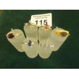 6 x assorted Ladies dress rings on 9ct gold shanks, each one set with stones total weight 14.6