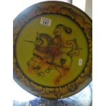 Poole pottery Aegean charger, 14.5" dia, decorated to the front with a Knight on Horseback, No:5 and