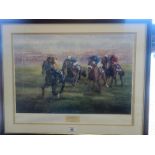 Living Legend, Leicester Piggott and Teenoso Derby Winner 1983 by Max Bandrett, signed by the artist