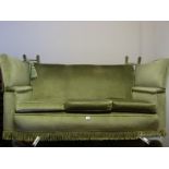 Good quality upholstered 3 piece suit comprising a triple seated Knoll settee and 2 x winged