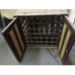 Barn find a bespoke made wine rack made from reconstituted 19c pine, 2 doors to the front opening to