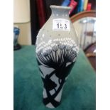 Moorcroft contemporary vase, pattern Summer Silhouette, a black and white Stylized vase, numbered to