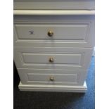 Good quality pair of solid wood white chest of drawers each chest containing 3 short drawers with