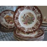 Royal Worcester dinner service pattern Game series, comprising 6 x 8" plates, 6 x 10" plates, 2 x