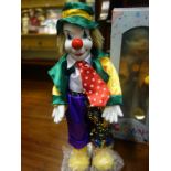 3 x musical Dolls including porcelain headed Clown, x 2 and 1 x Court Jester playing the Drums