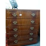 Georgian style chest, 5 drawers to the front on castors,