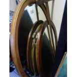 3 x Victorian oak oval design mirrors, size range 2' to 3'