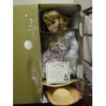 Collectors Alveron porcelain headed Doll, limited edition, No:1981 of 2500 called Rosie,