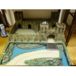 Well made model of a Knights Fort with moat area, draw Bridge, painted, makers Binbak Models,