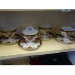 4 x delicate Art Nouveau design porcelain tea cups and saucers on footed base, with Stylized Art