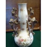 Interesting oriental/Chinese design blush glazed vase in the style of Royal Worcester, stylised with