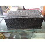 19 th century Anglo Indian box with carved Decoration throughout