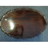 Oak Butlers tray c1900, and a pie crust topped oval shaped Butlers Tray, 30" long