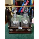 2 item Sherry and Whisky Decanter, Tantalus both have china labels by Coalport